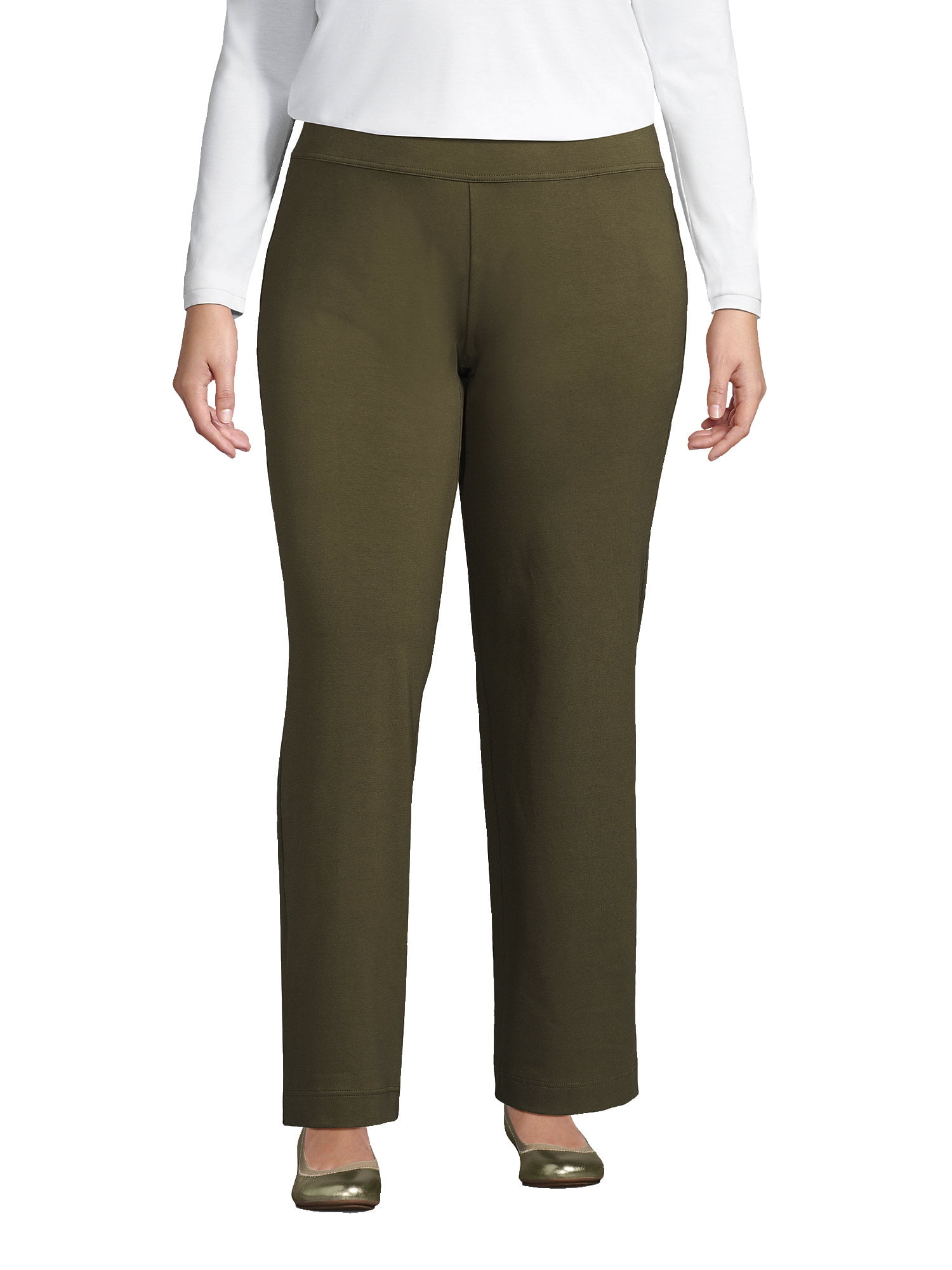 Lands' End Women's Plus Size Starfish Mid Rise Straight Leg Pants ...