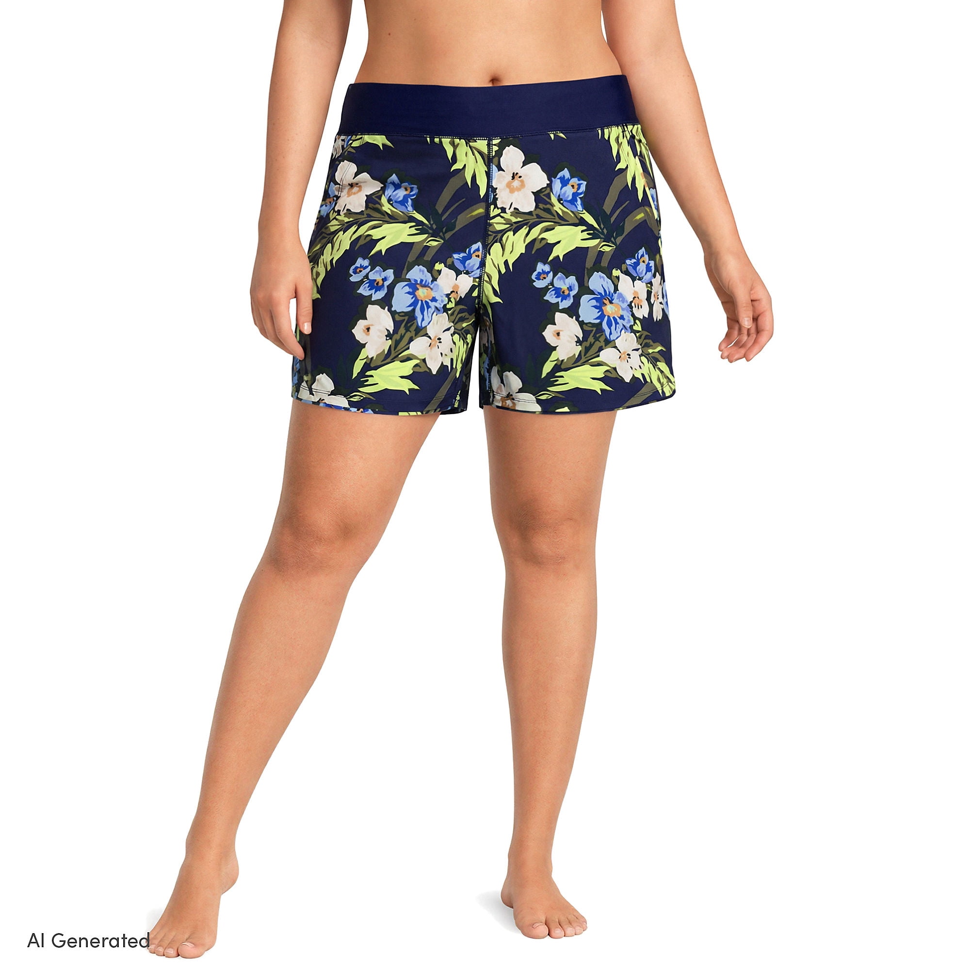 Lands' End Women's Plus Size SunShade UPF 50 5" Board Shorts with Panty