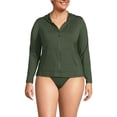 thumbnail image 1 of Lands' End Women's Plus Size SunShade UPF 50 Hooded Zip Front Rash Guard, 1 of 6
