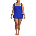 thumbnail image 1 of Lands' End Women's Plus Size Texture Square Neck Mini Swim Dress, 1 of 4