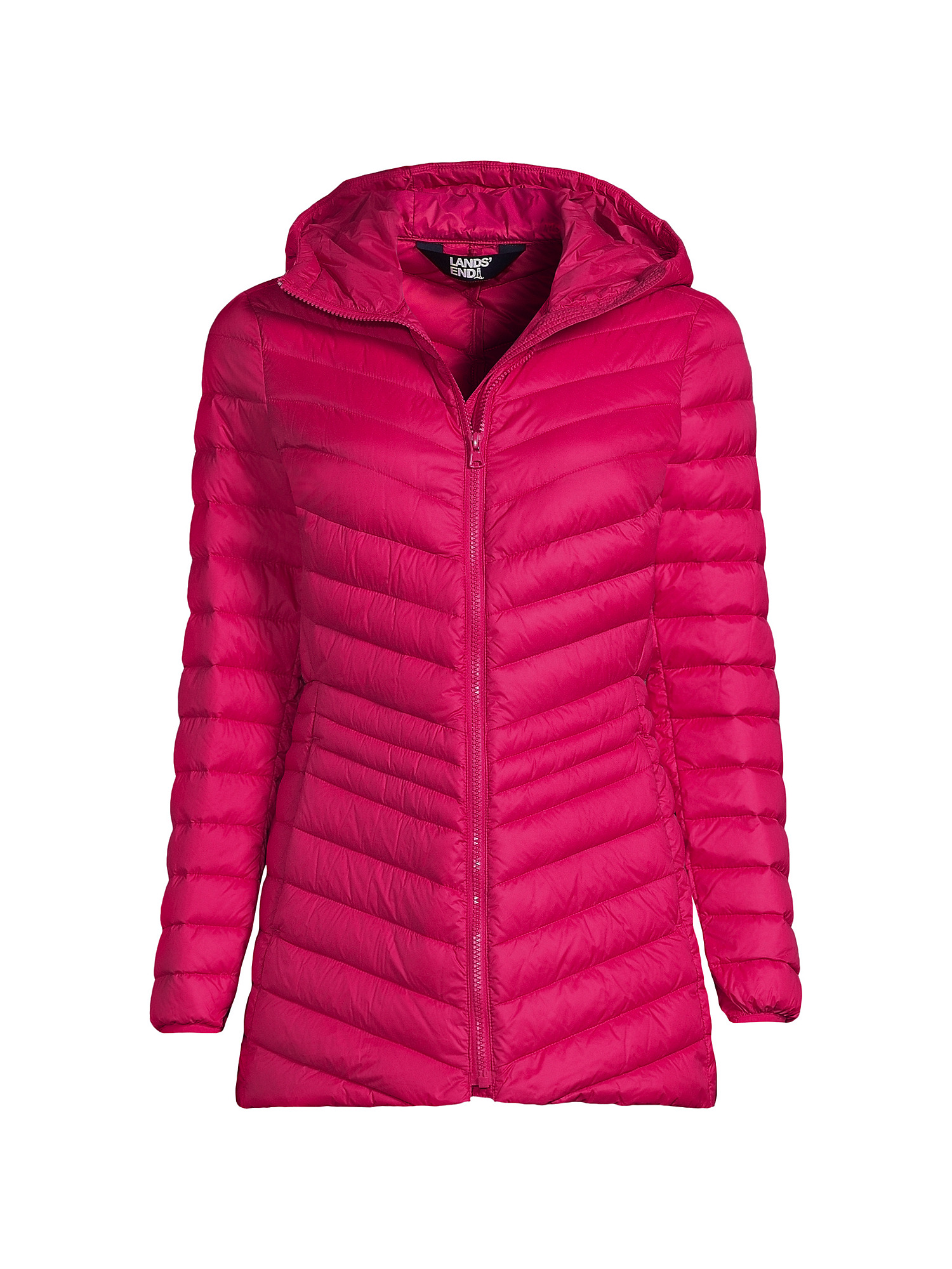 Lands' End Women's Plus Size Wanderweight Ultralight Packable Hooded Long Down Jacket
