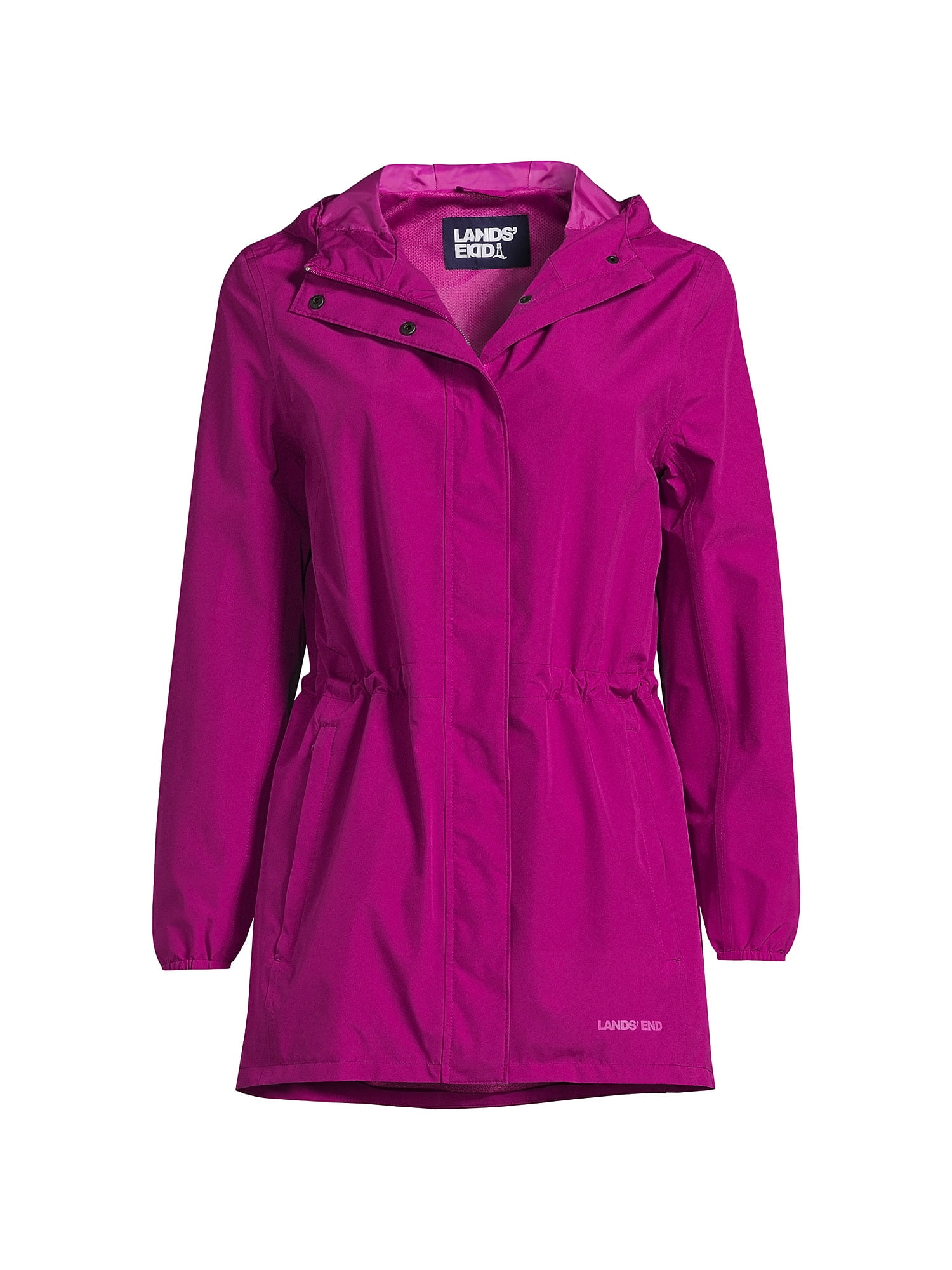 Lands' End Women's Plus Size Waterproof Hooded Packable Raincoat