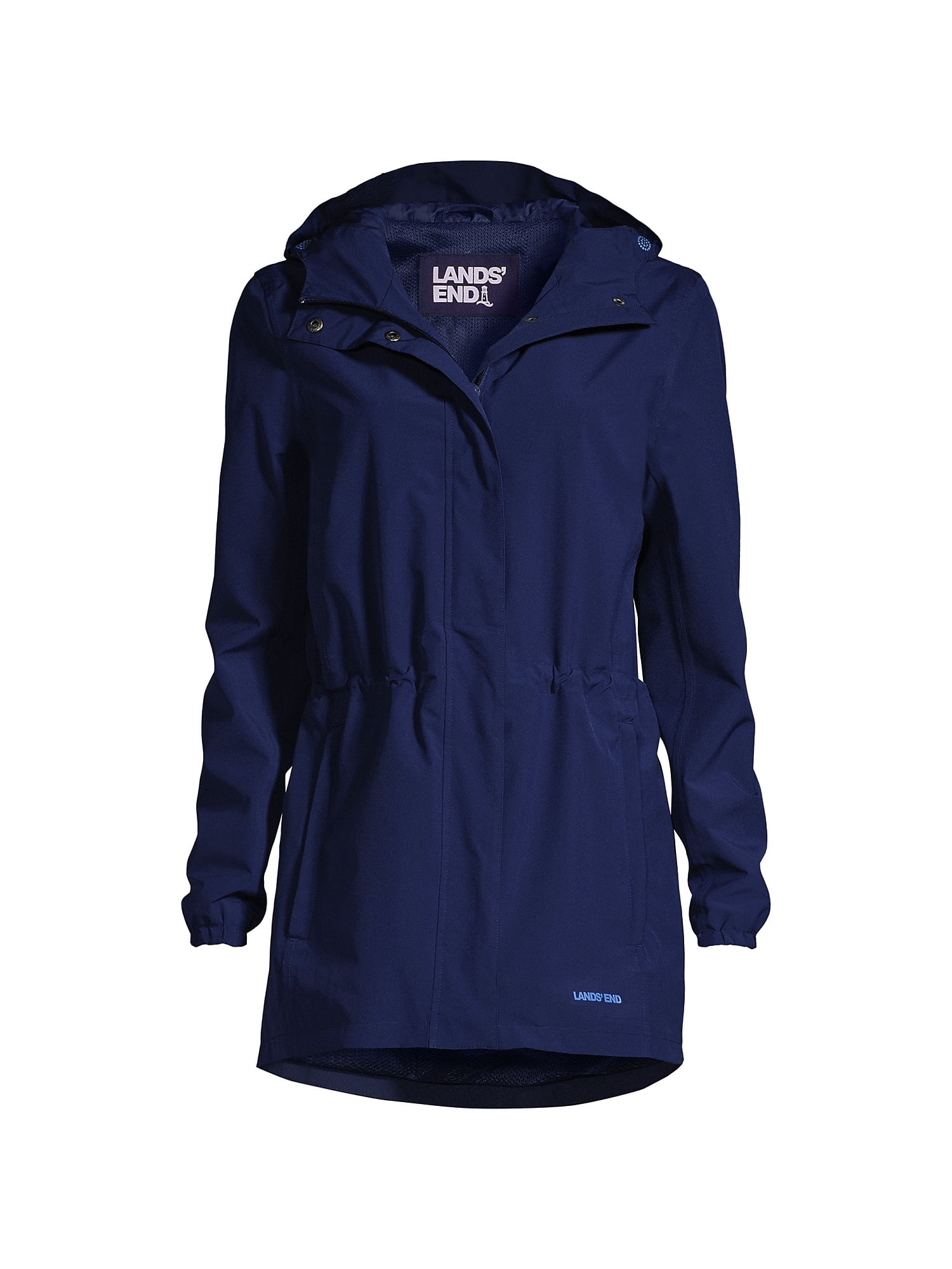 Lands' End Women's Plus Size Waterproof Hooded Packable Raincoat