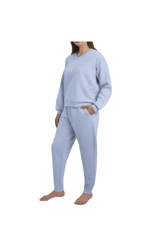 Women's Quilted 2-Piece Set, Blue, Small