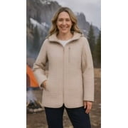 Lands  End Women s Quilted Hooded Jacket, Lightweight Warm Casual Coat   Tan Size Large