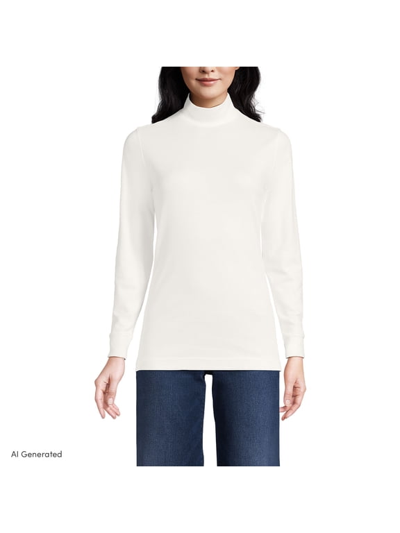 Women's Cotton Mock Turtleneck