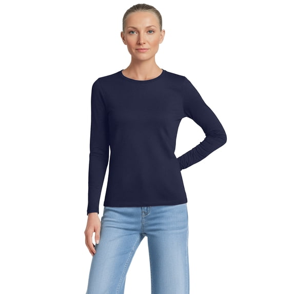 Lands' End Women's Relaxed Supima Cotton Long Sleeve Crew Neck T-Shirt