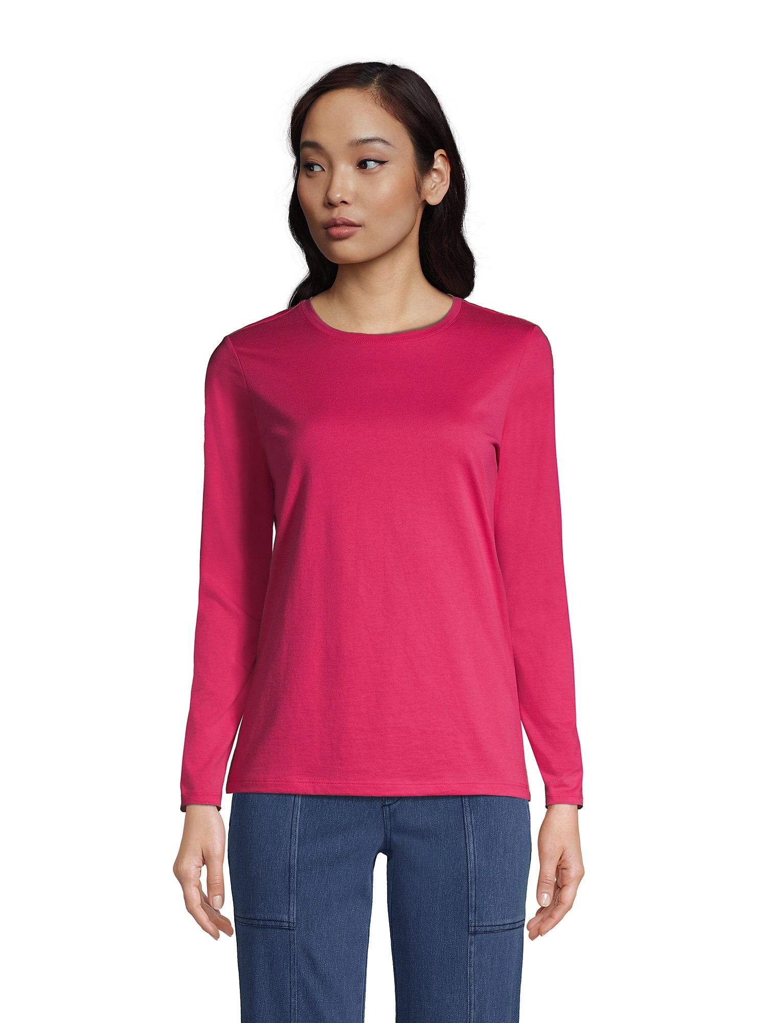 Lands' End Women's Relaxed Supima Cotton Long Sleeve Crewneck TShirt