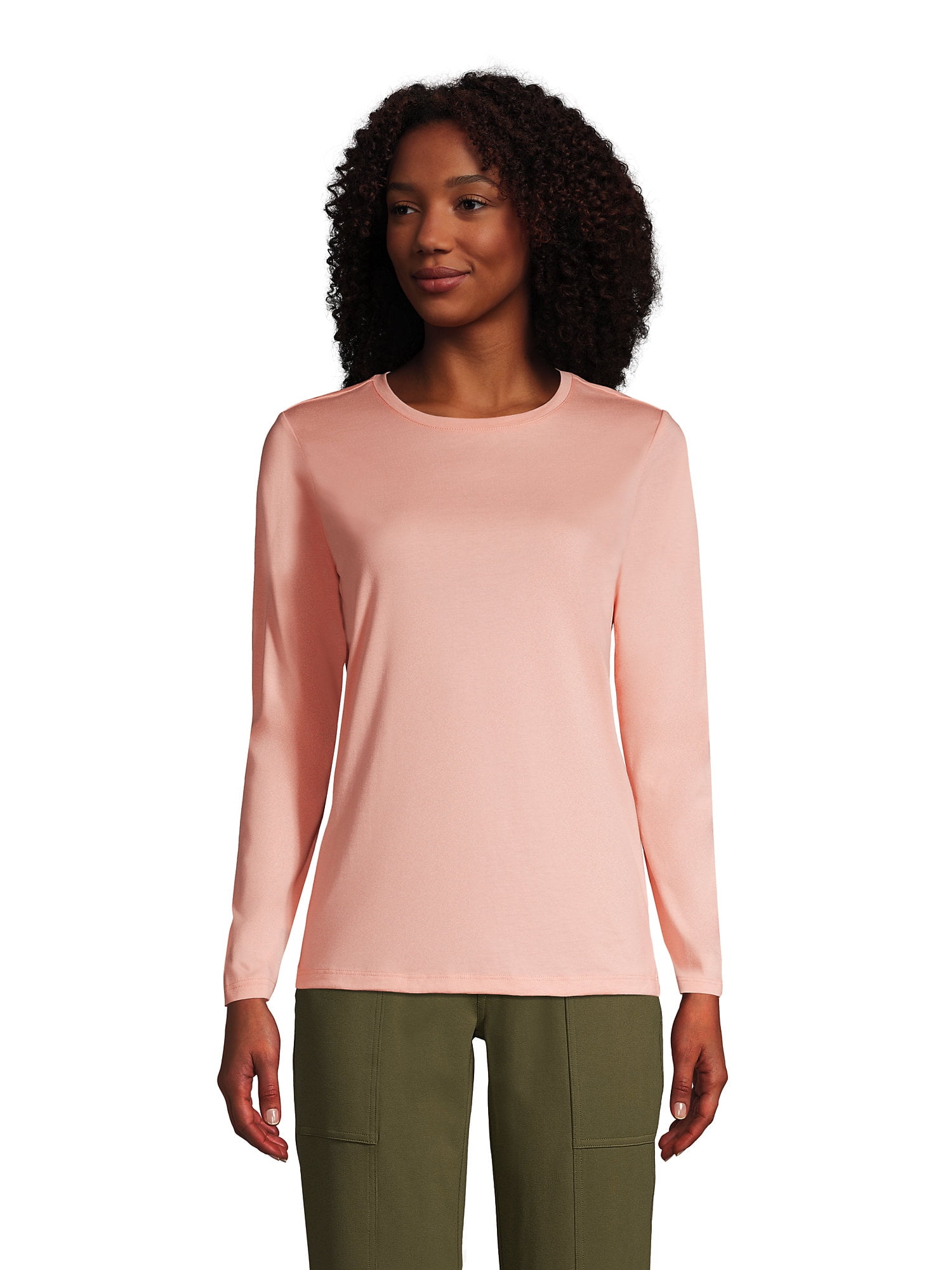 Lands' End Women's Relaxed Supima Cotton Long Sleeve Crewneck TShirt