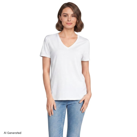Lands' End Women's Relaxed Supima Cotton V-Neck T-Shirt