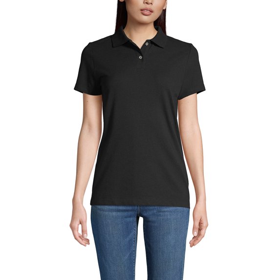 Lands' End Essentials Women's Short Sleeve Basic Mesh Polo Shirt - Cotton Blend Easy Care Breathable