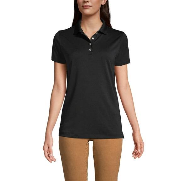 Lands' End Essentials Women's Short Sleeve Polo Shirt – Lightweight Polyester, Won’t Shrink, Pill, or Fade, Classic Fit