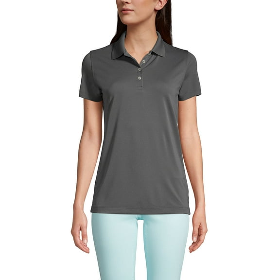Lands' End Essentials Women's Short Sleeve Polo Shirt – Lightweight Polyester, Won’t Shrink, Pill, or Fade, Classic Fit