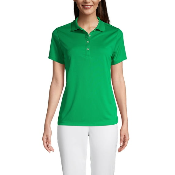 Lands' End Essentials Women's Short Sleeve Active Polo Shirt - Lightweight Breathable Easy Care Feminine Fit