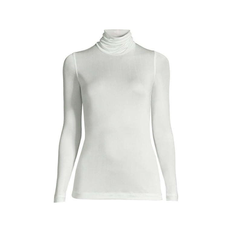 Lands' End Women's Silk Interlock Turtleneck Long Underwear Top