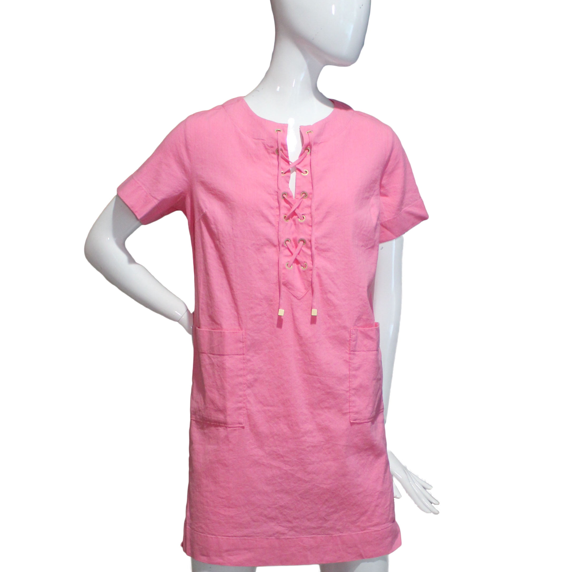 Lands End Women's Size 0 Petite Short Sleeve Woven Lace Top Tunic Dress,  Pink - Walmart.com