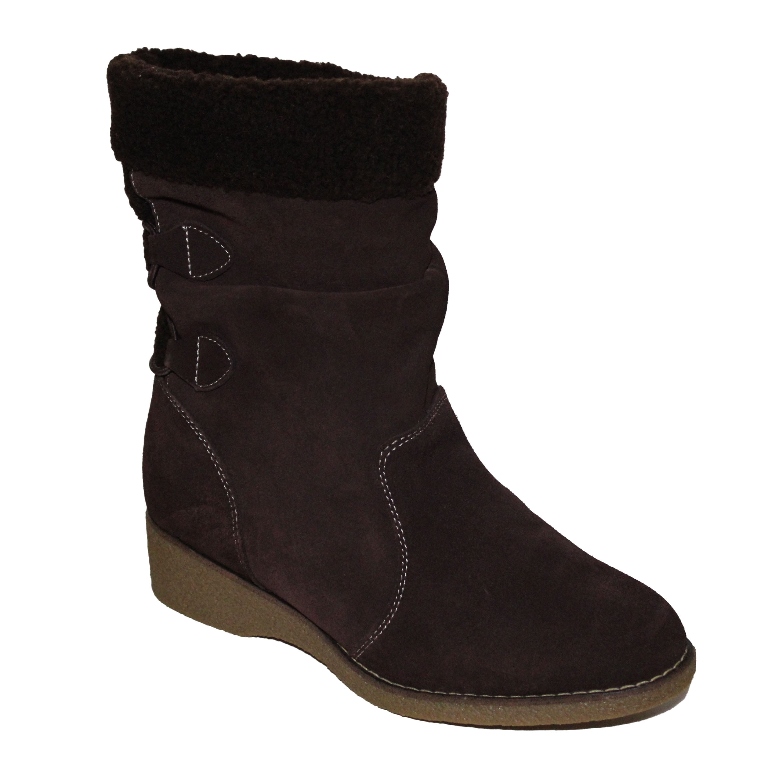 Lands End Women's Size 8.5, Chalet Suede Leather Short Boot, Chocolate