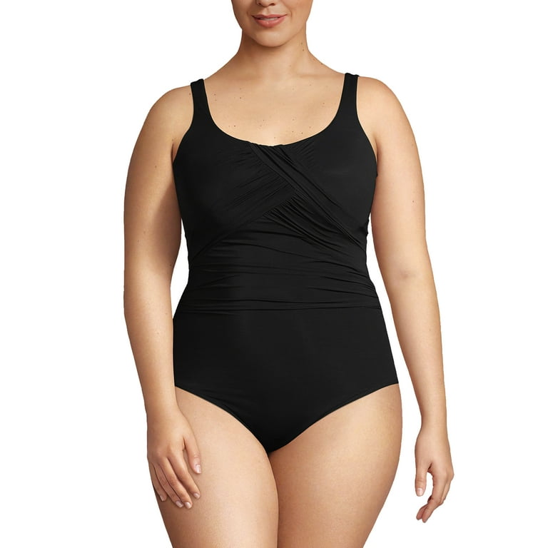 Lands' End Women's SlenderSuit Carmela Tummy Control Chlorine Resistant One  Piece Swimsuit
