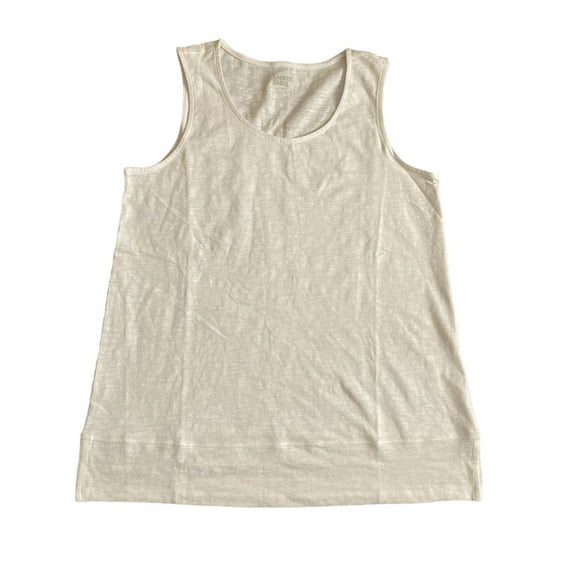 Lands' End Women's Soft Sleeveless Lightweight Split Hem Tank Top (White, S)