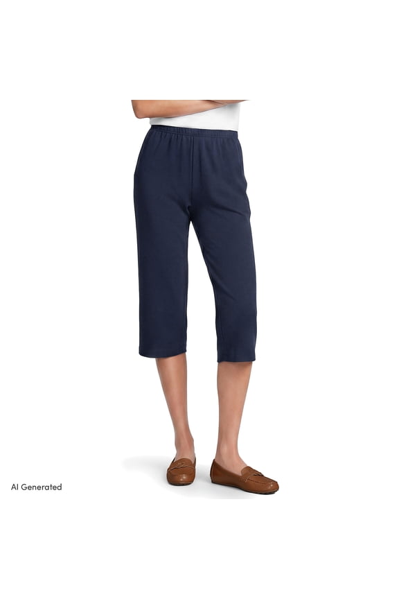 Women's Sport Knit High Rise Elastic Waist Capri Pants
