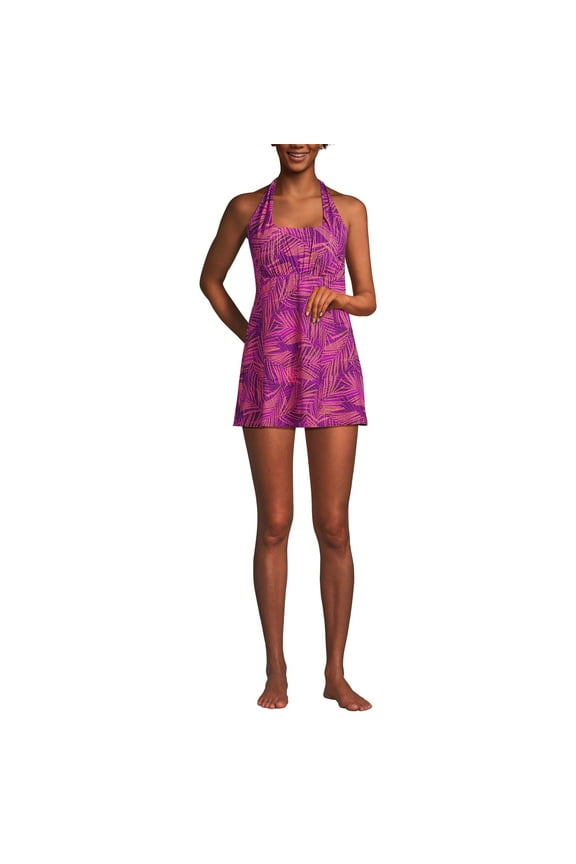 Women's Square Neck Halter Swim Dress One Piece Swimsuit