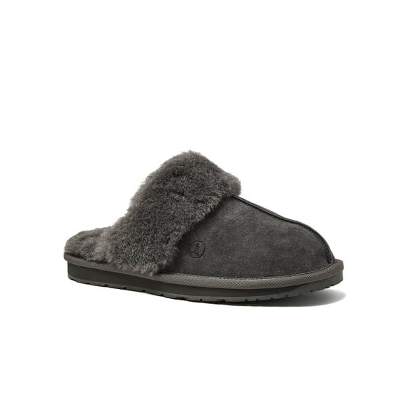 Lands' End Women's Suede Furry Lined Indoor Outdoor Slippers