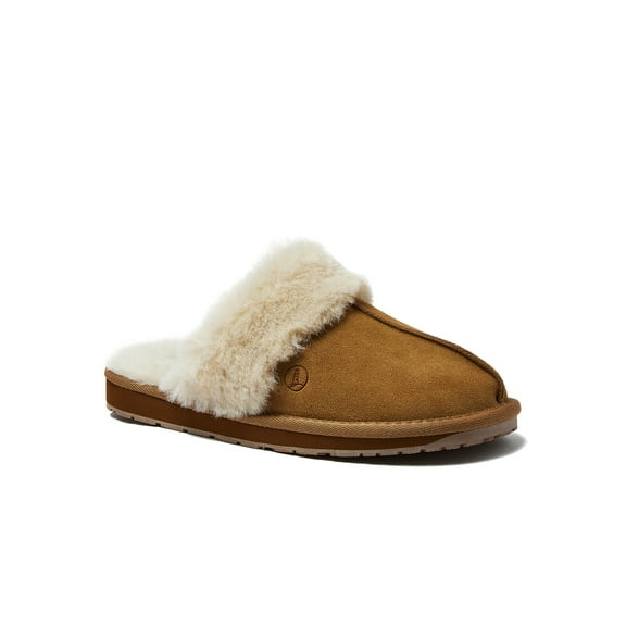Lands' End Women's Suede Furry Lined Indoor Outdoor Slippers