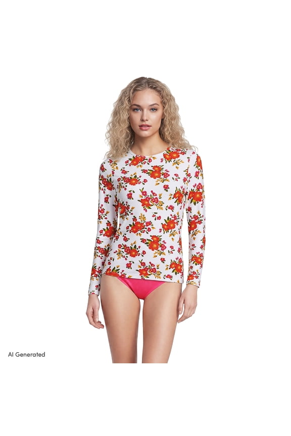 Women's SunShade UPF 50 Long Sleeve Rash Guard Swim Tee