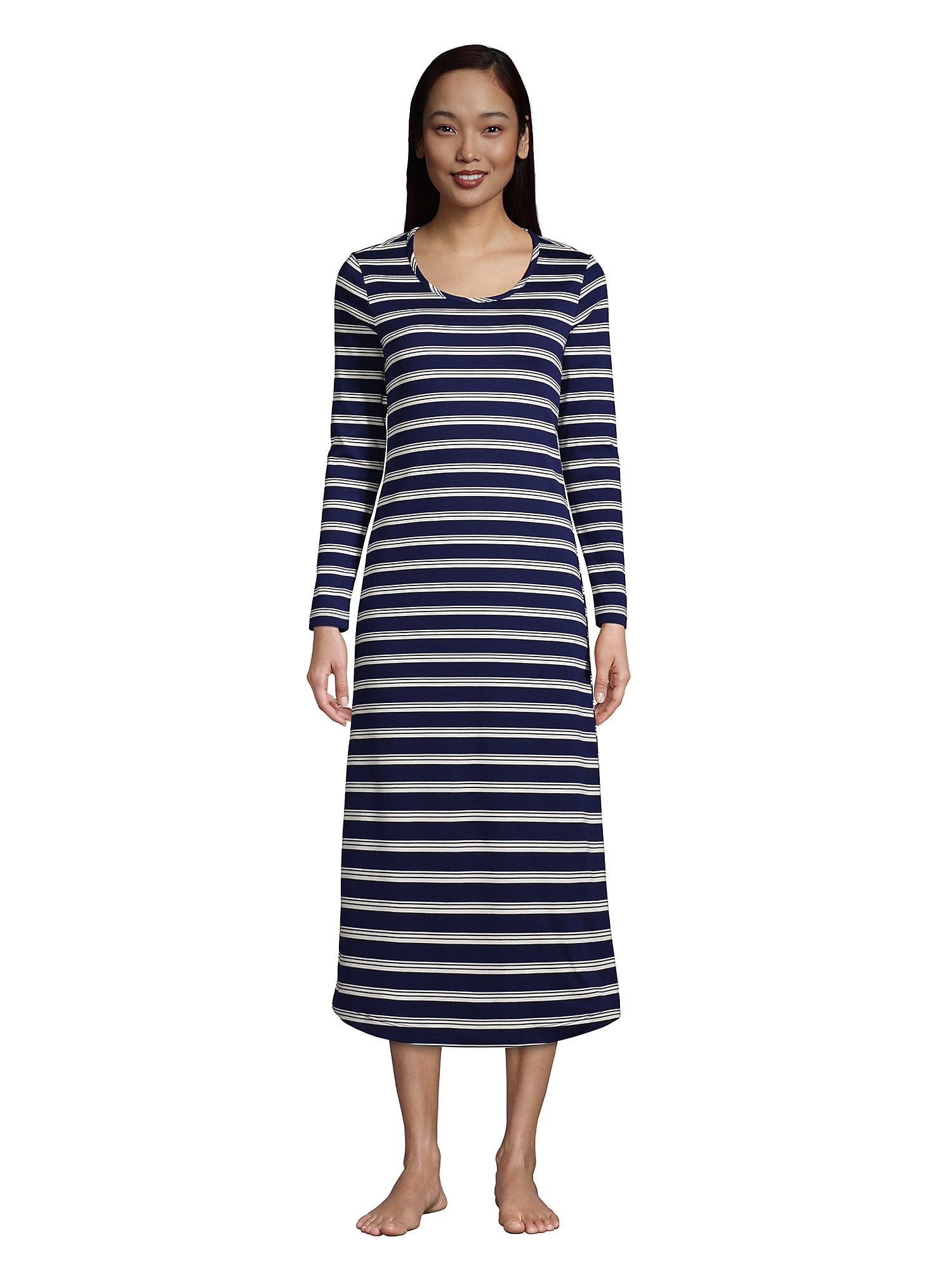 Lands' End Women's Supima Cotton Long Sleeve Midcalf Nightgown