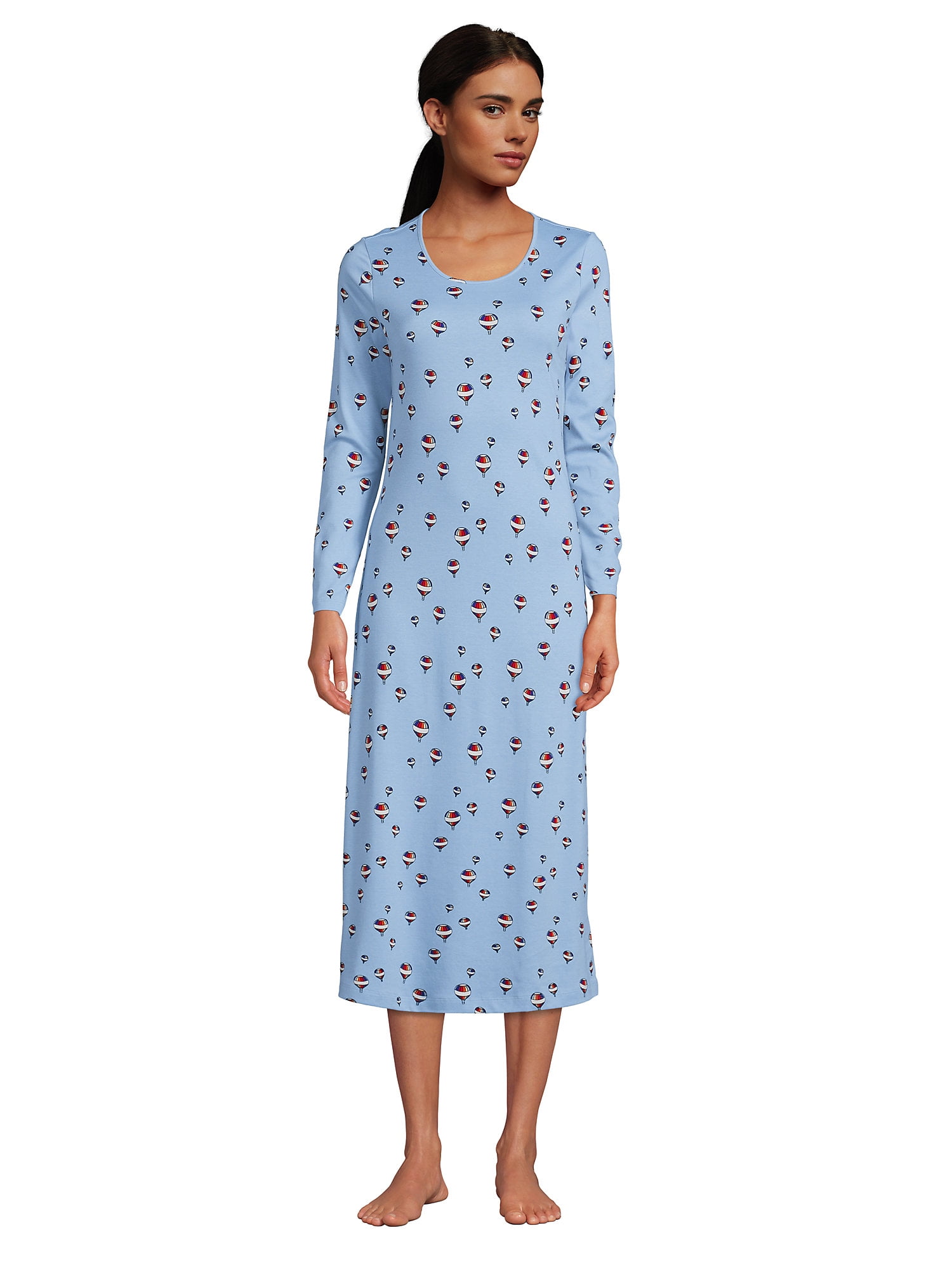 Lands' End Women's Supima Cotton Long Sleeve Midcalf Nightgown