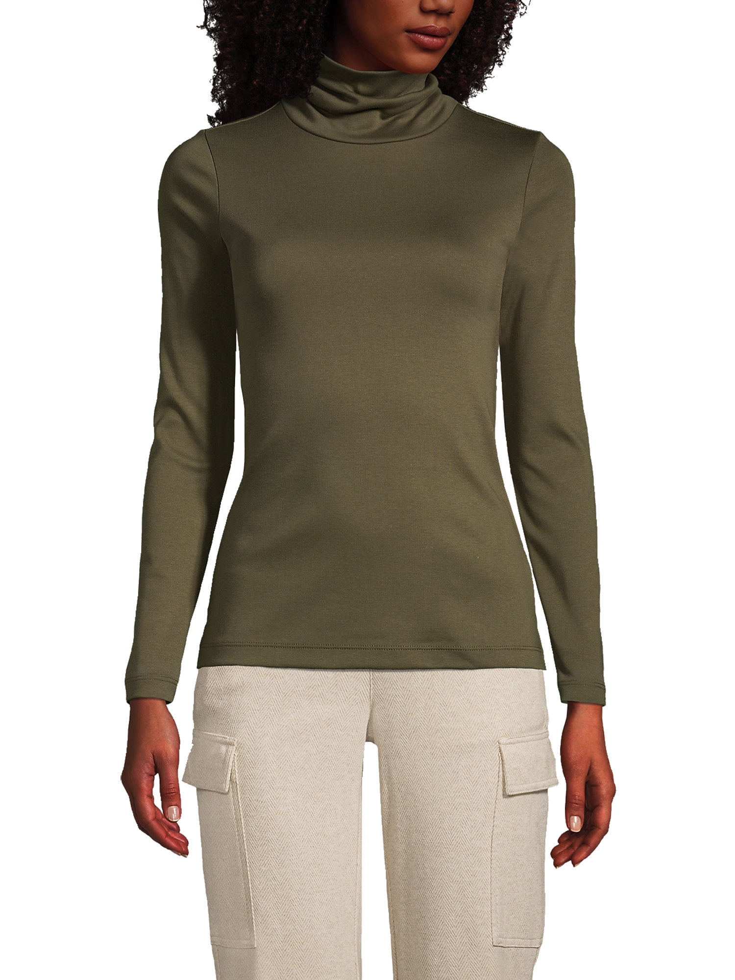 Lands End Women s Supima Cotton Long Sleeve Turtleneck Walmart