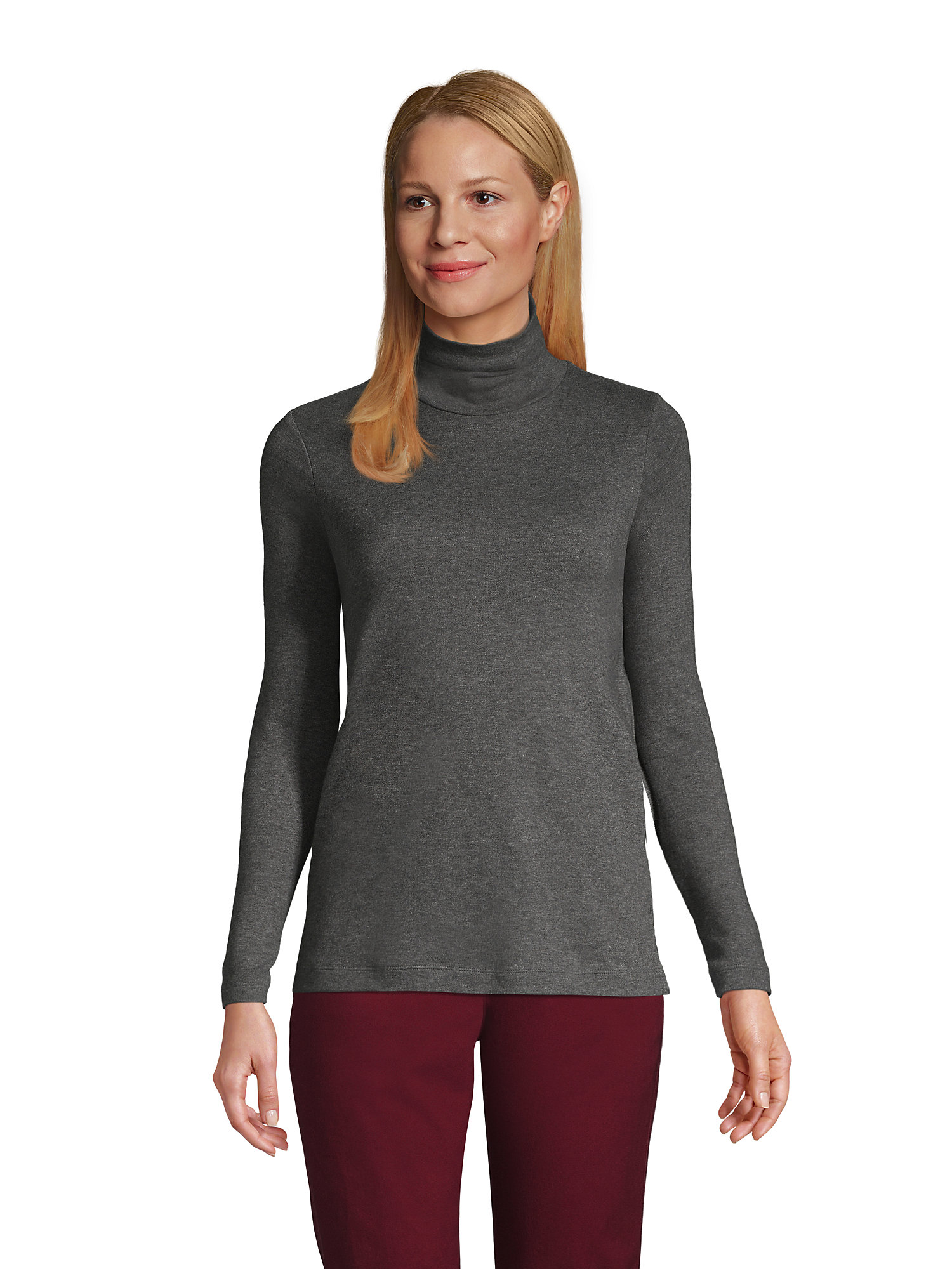 Lands End Women S Supima Cotton Long Sleeve Turtleneck Walmart Com