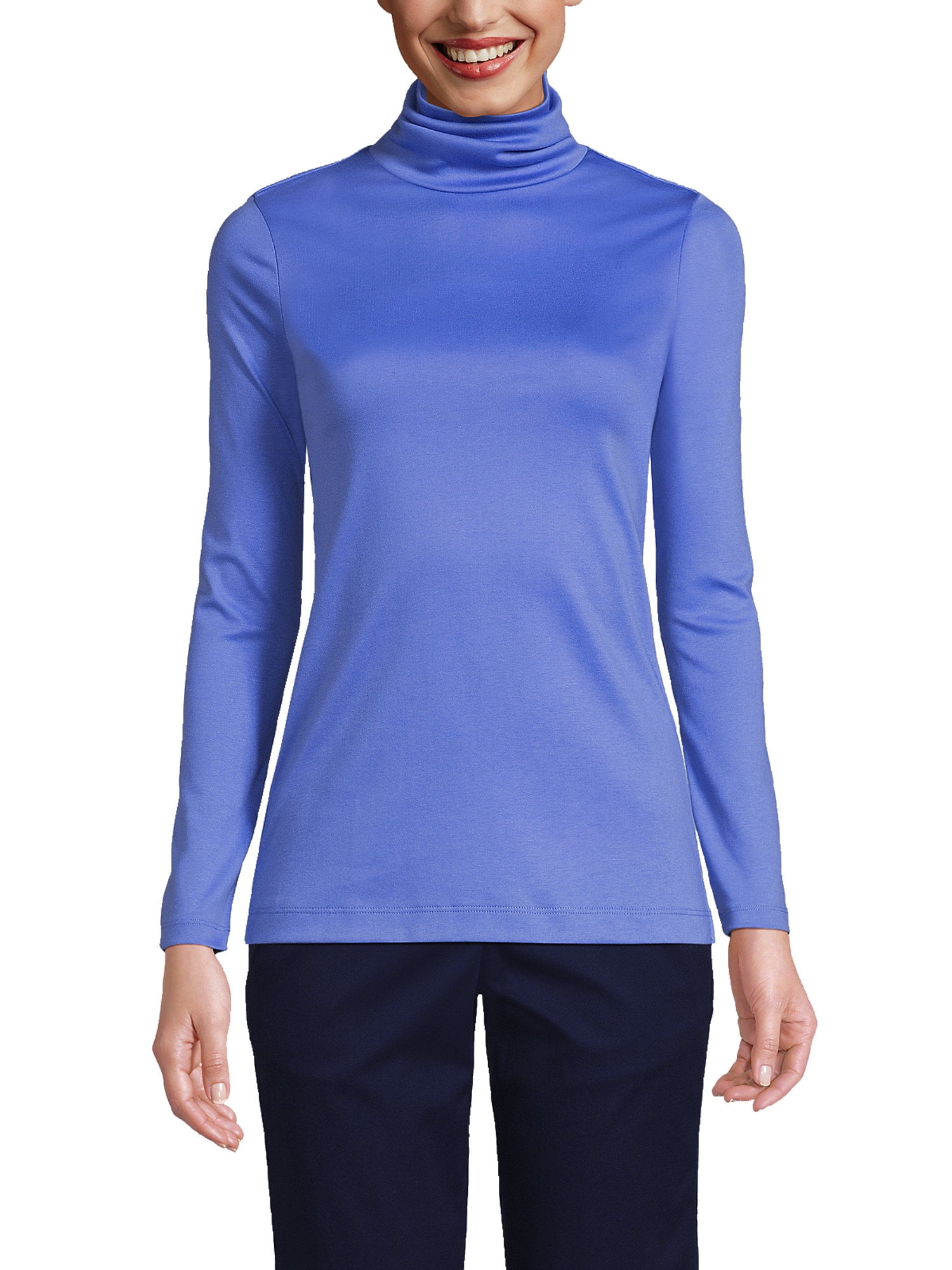 Lands' End Women's Supima Cotton Long Sleeve Turtleneck - Walmart.com