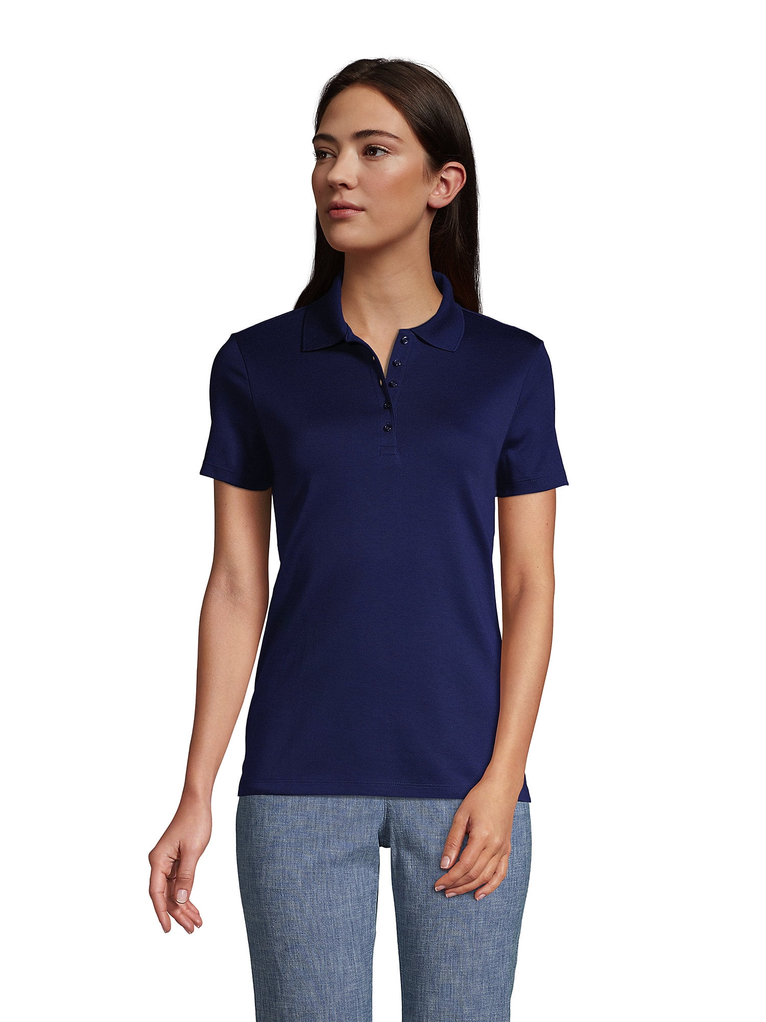 CLOVERY Women's Sportswear 2-Button Placket Polo Short Sleeve Shirt (S-3XL) 