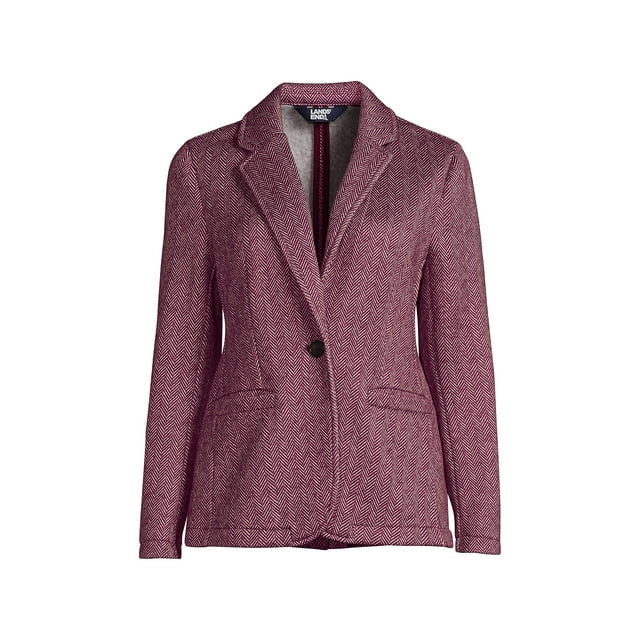 Lands' End Women's Sweater Fleece Blazer Jacket The Blazer
