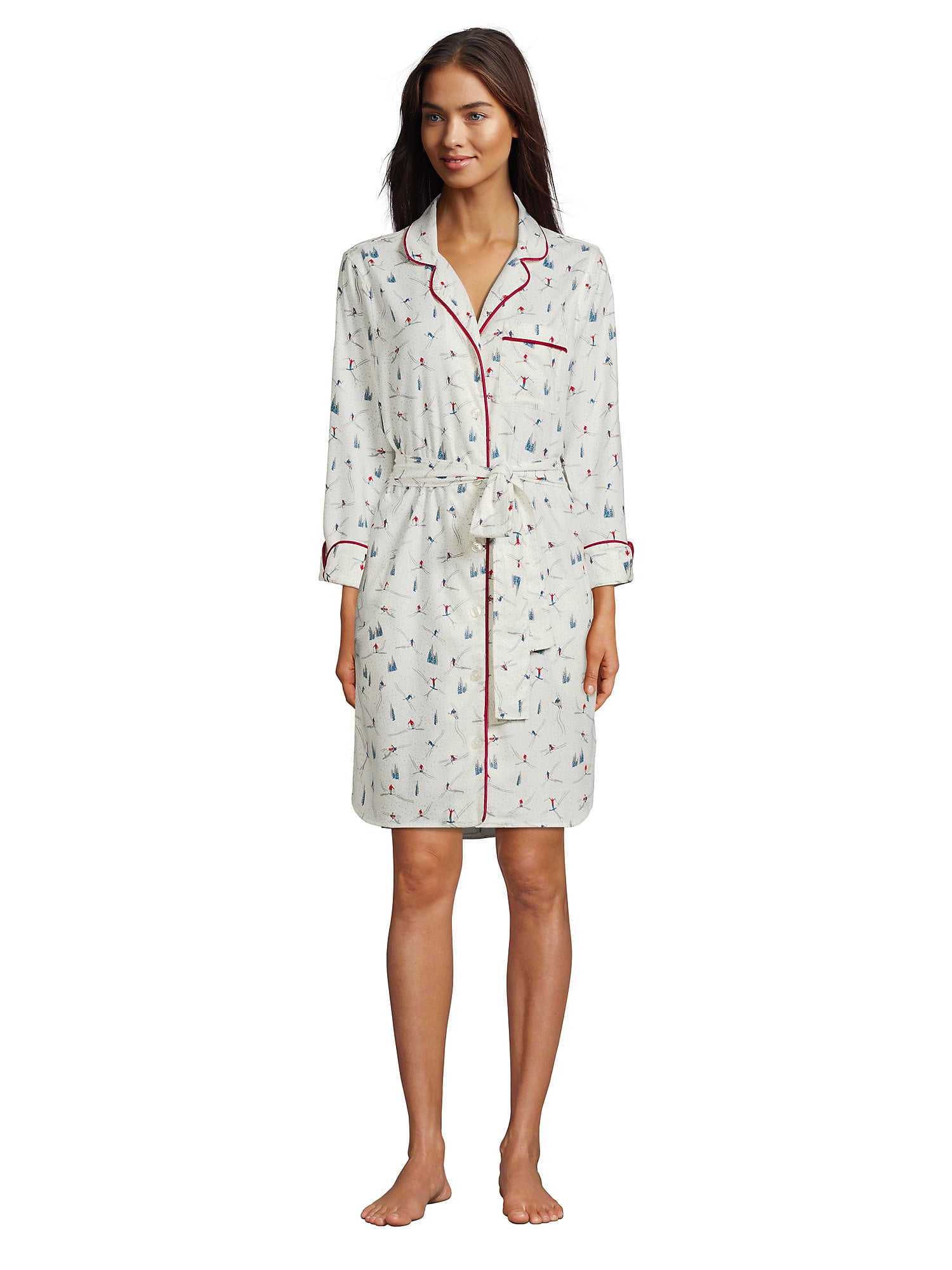 Lands' End Women's Tall 3/4 Sleeve Flannel Sleepshirt Nightgown