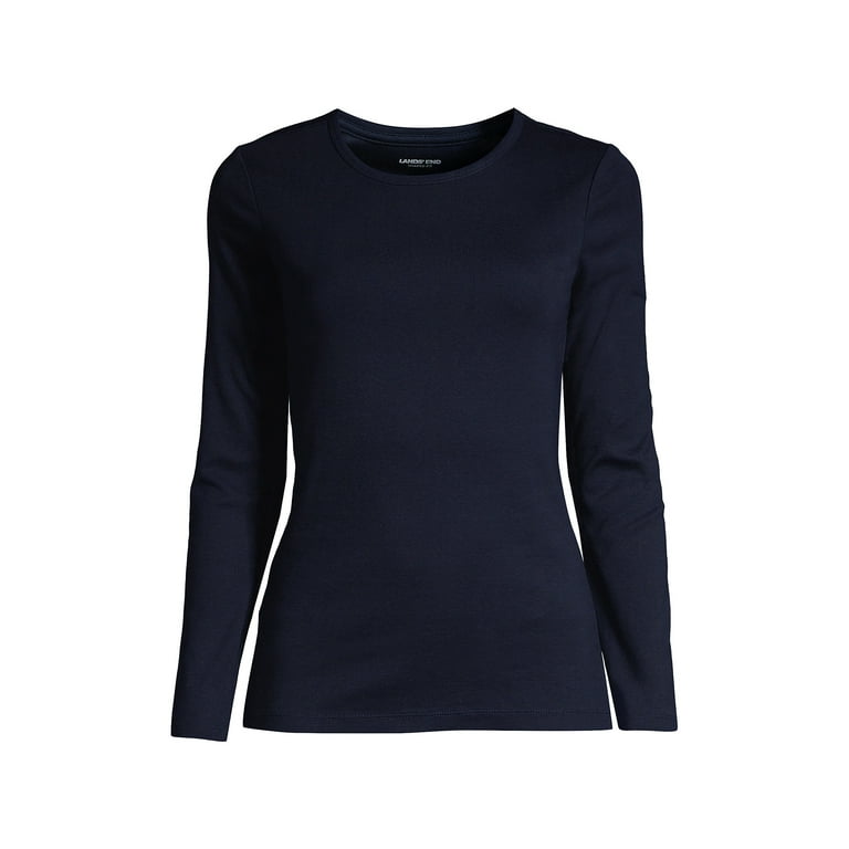 cotton tight sleeve rib tops ネイビー