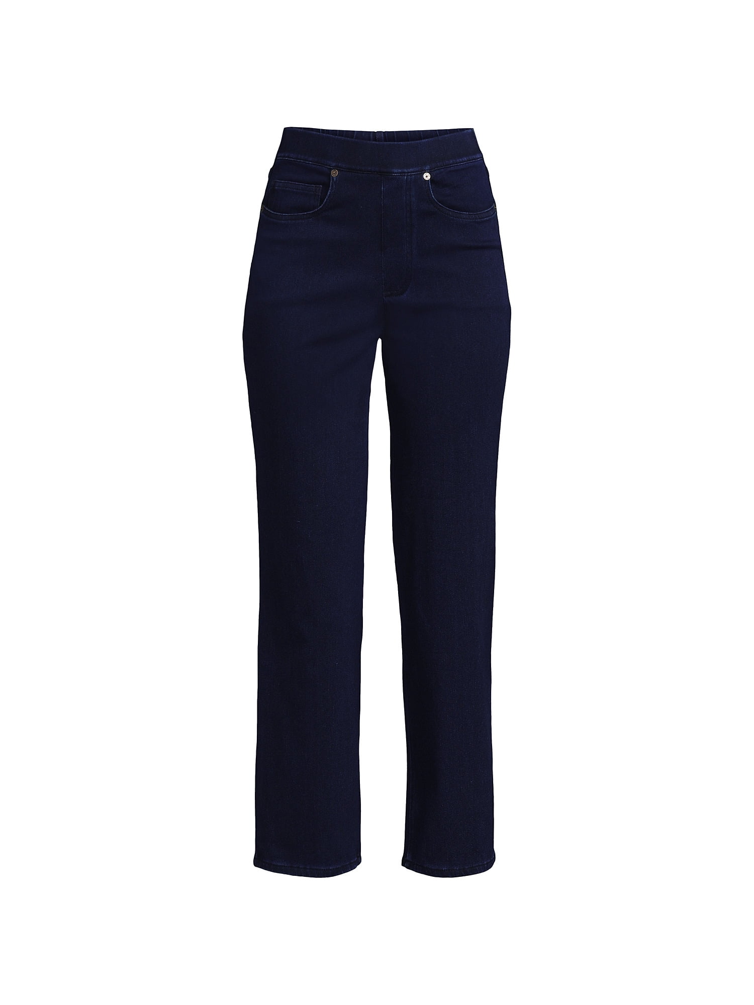 Lands' End Women's Tall Starfish High Rise Knit Denim Straight Crop