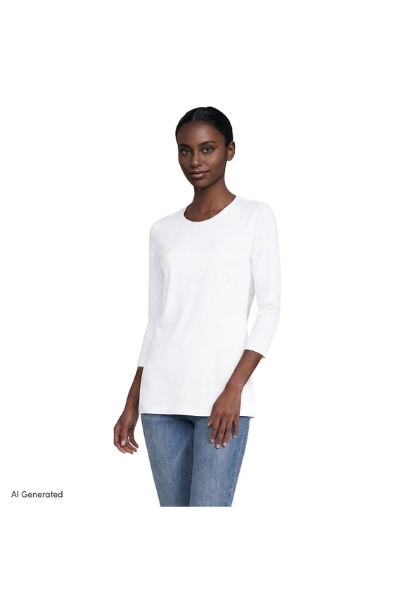 Women's 3/4 Sleeve American-Grown Supima Cotton Crewneck Tunic