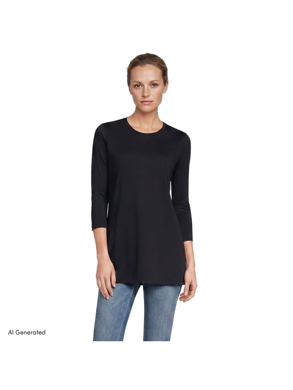 Women's 3/4 Sleeve American-Grown Supima Cotton Crewneck Tunic
