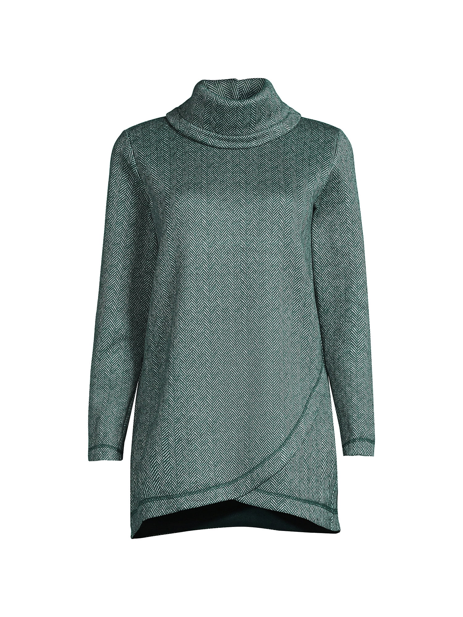 Lands' End Women's Tall Sweater Fleece Tunic Cowl Neck Pullover