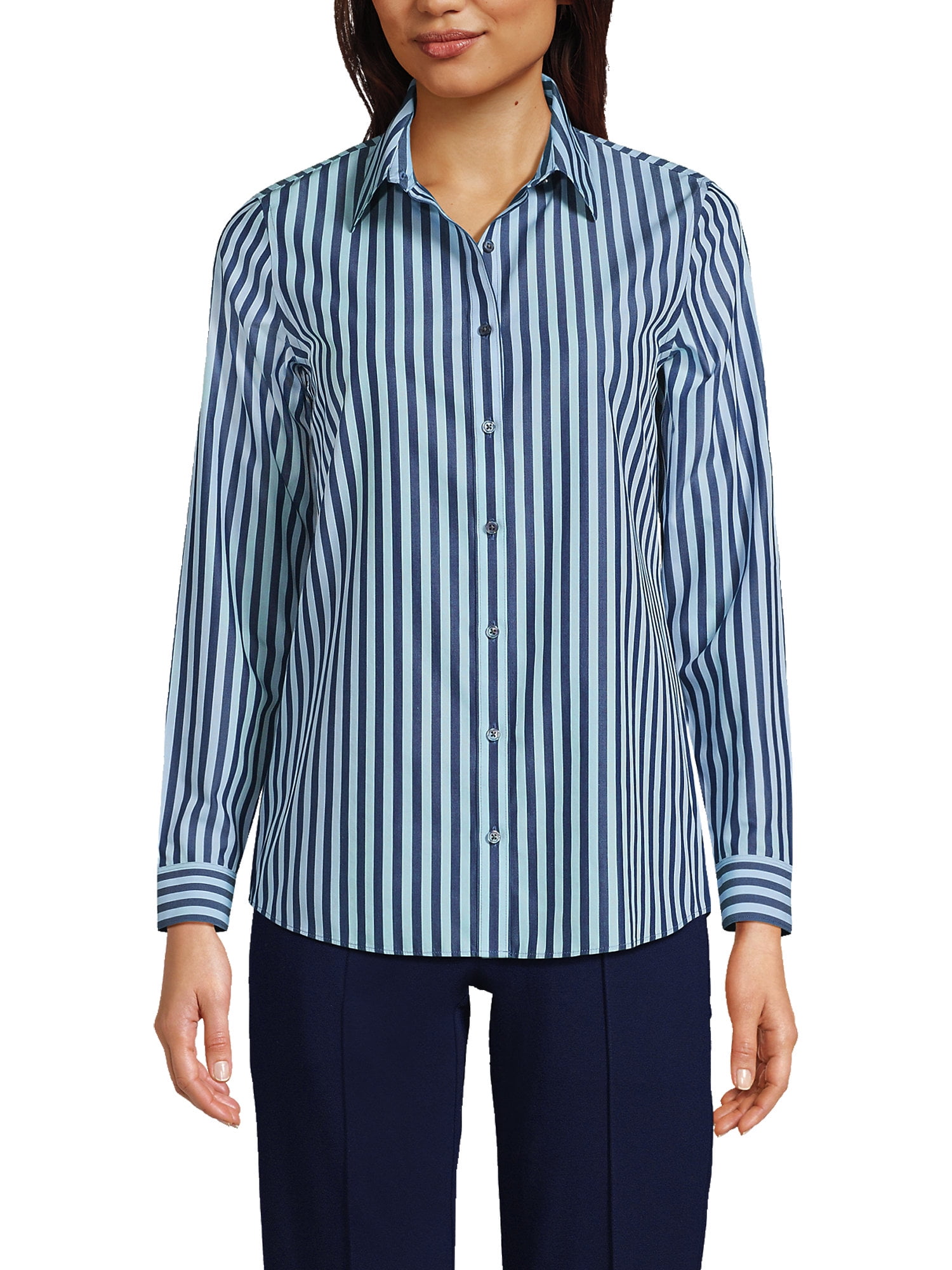 modern shirt dress for women Women's Modern Fit Dress Shirt in Blue Print L