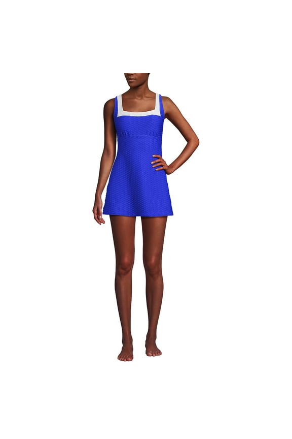 Women's Texture Square Neck Swim Dress