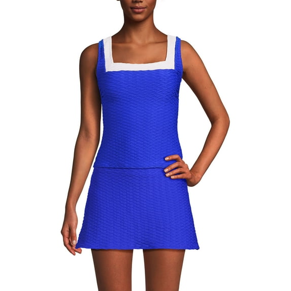 Lands' End Women's Texture Square Neck Tankini Swimsuit Top