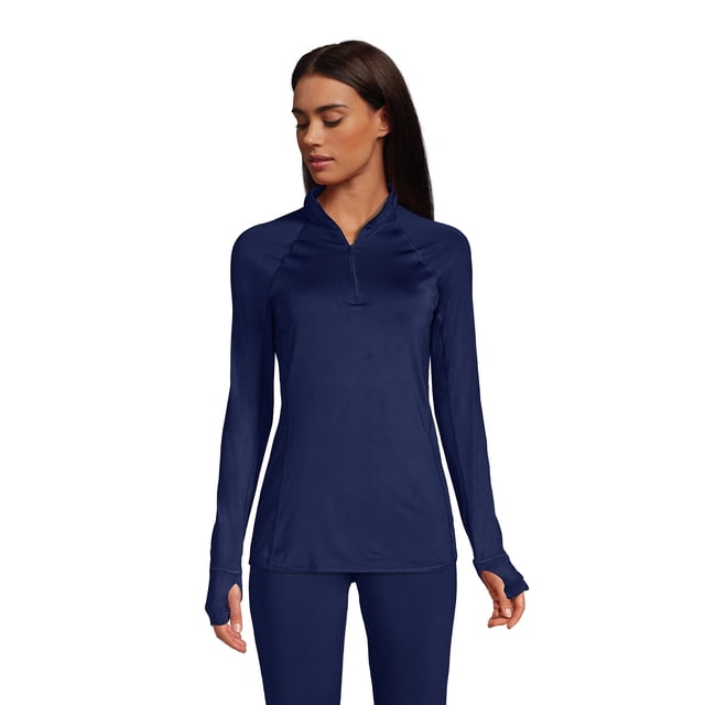Lands' End Women's Thermaskin Heat Long Sleeve Quarter Zip Long