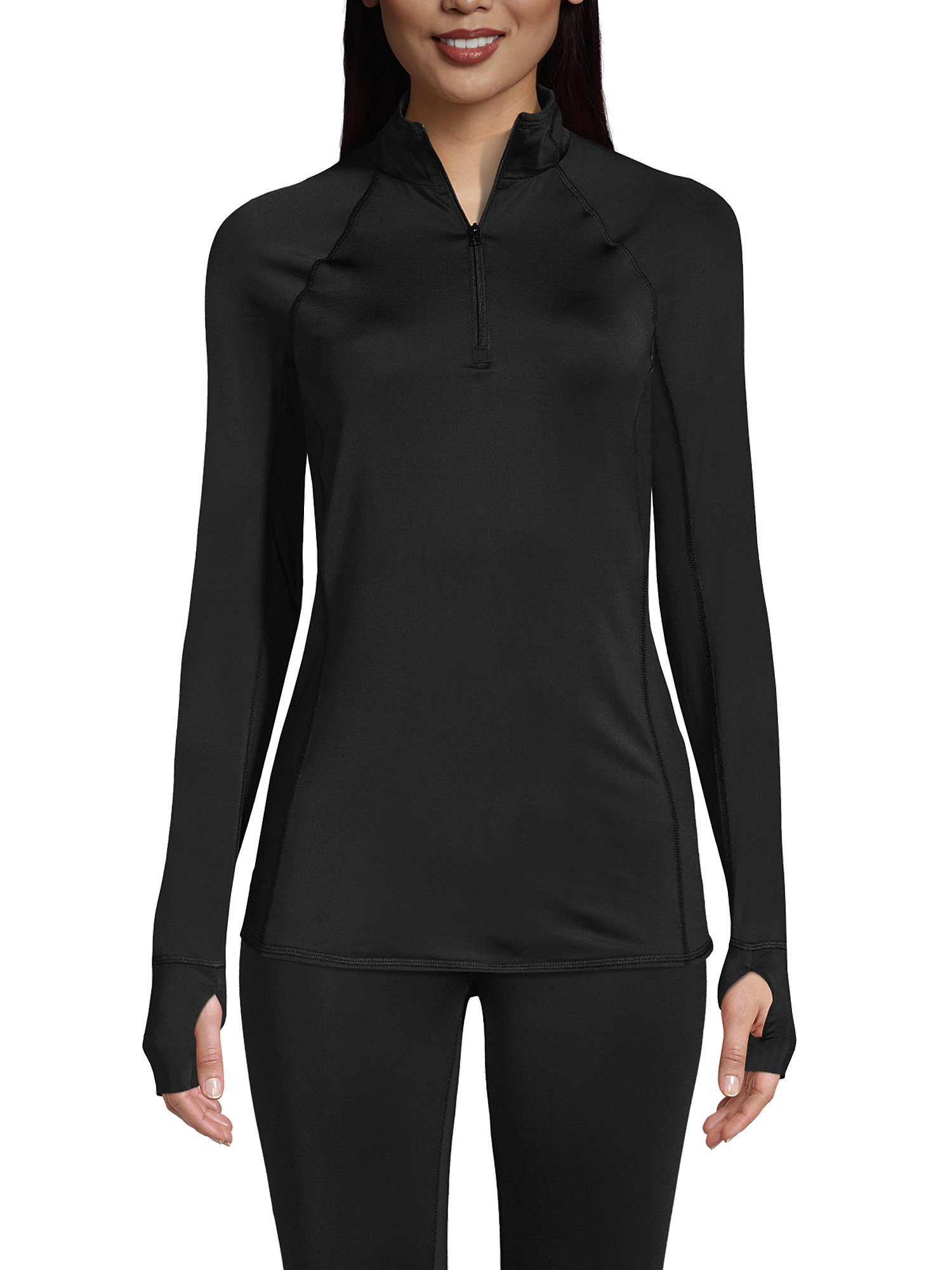 Lands' End Women's Thermaskin Heat Long Sleeve Quarter Zip Long
