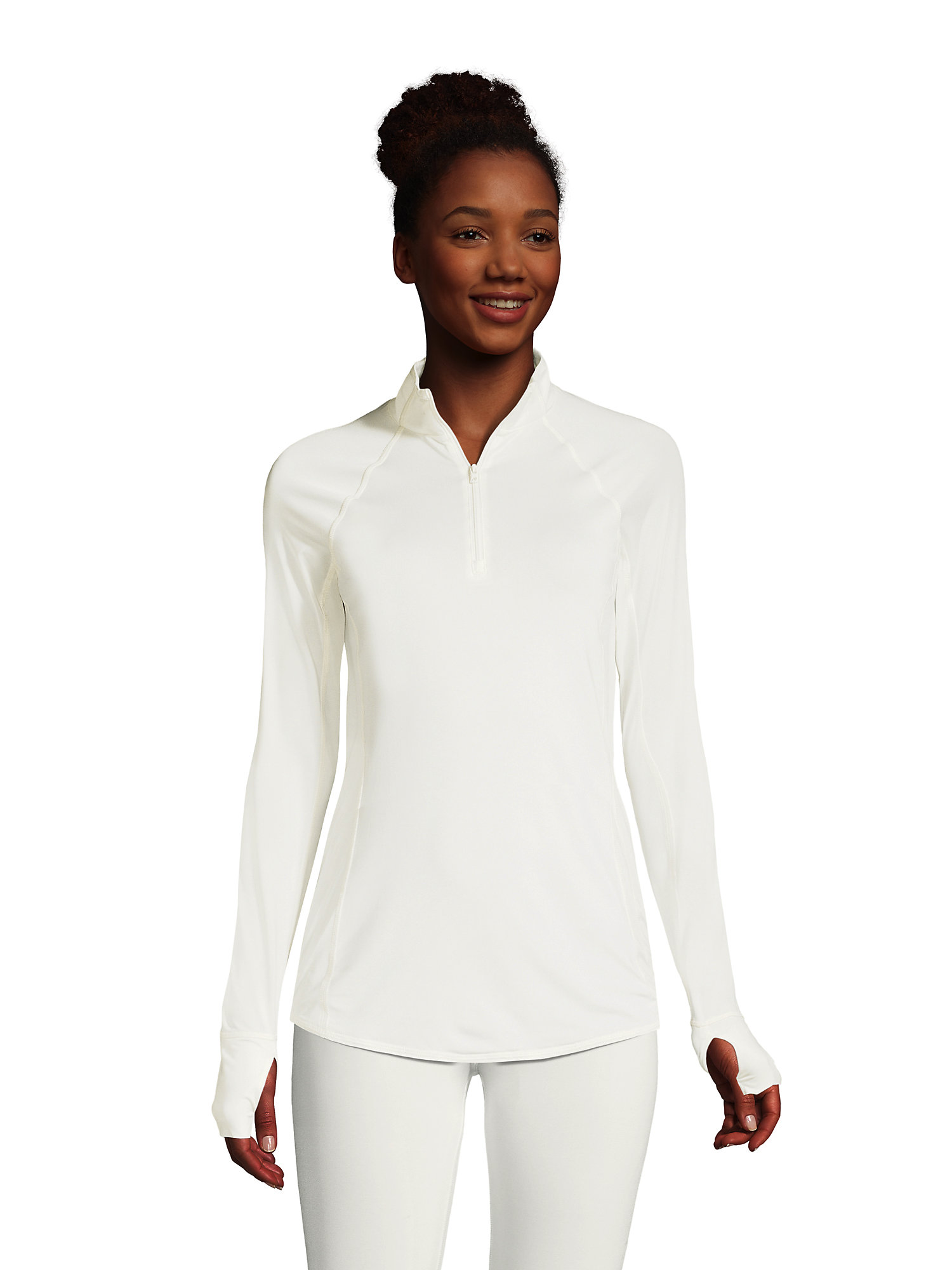 Lands' End Women's Thermaskin Heat Long Sleeve Quarter Zip Long