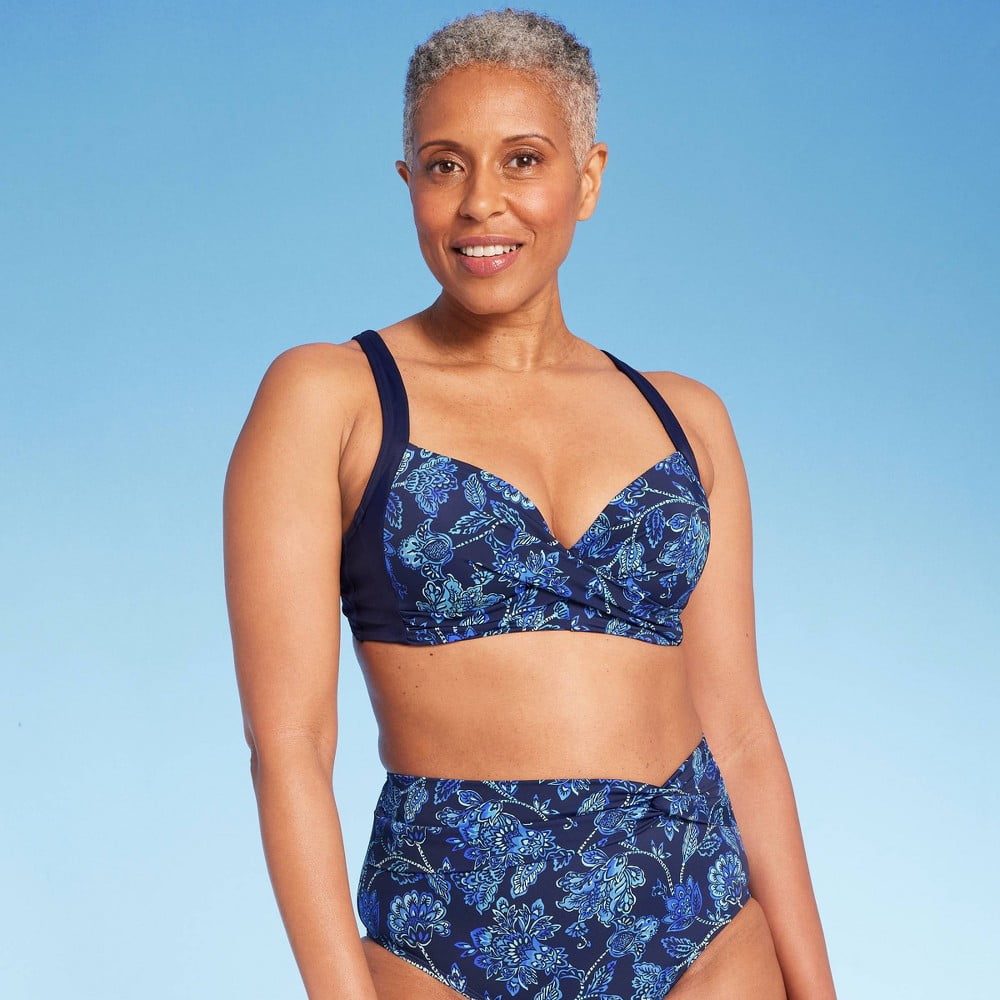 Lands' End Women's UPF 50 Floral Print Underwire Twist-Front