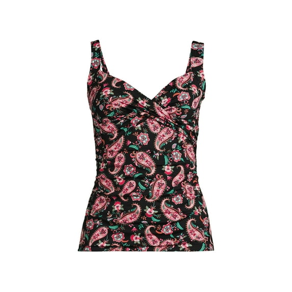 Lands' End Women's V-Neck Wrap Underwire Tankini Swimsuit Top
