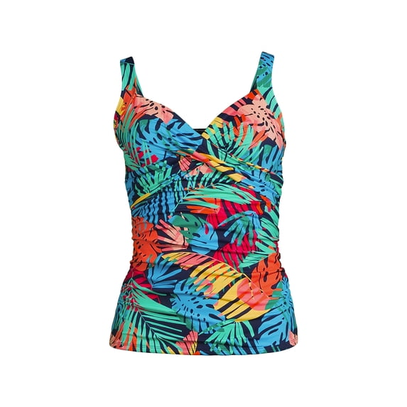 Lands' End Women's V-Neck Wrap Underwire Tankini Swimsuit Top